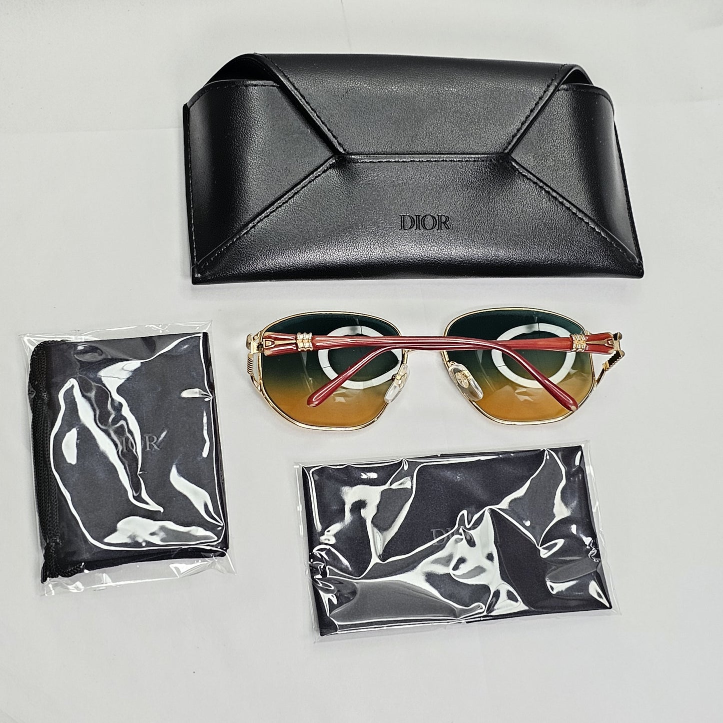 Dior Sunglasses Vintage 1990s Red Gold Green Brown Germany 2492 43 55mm 200124