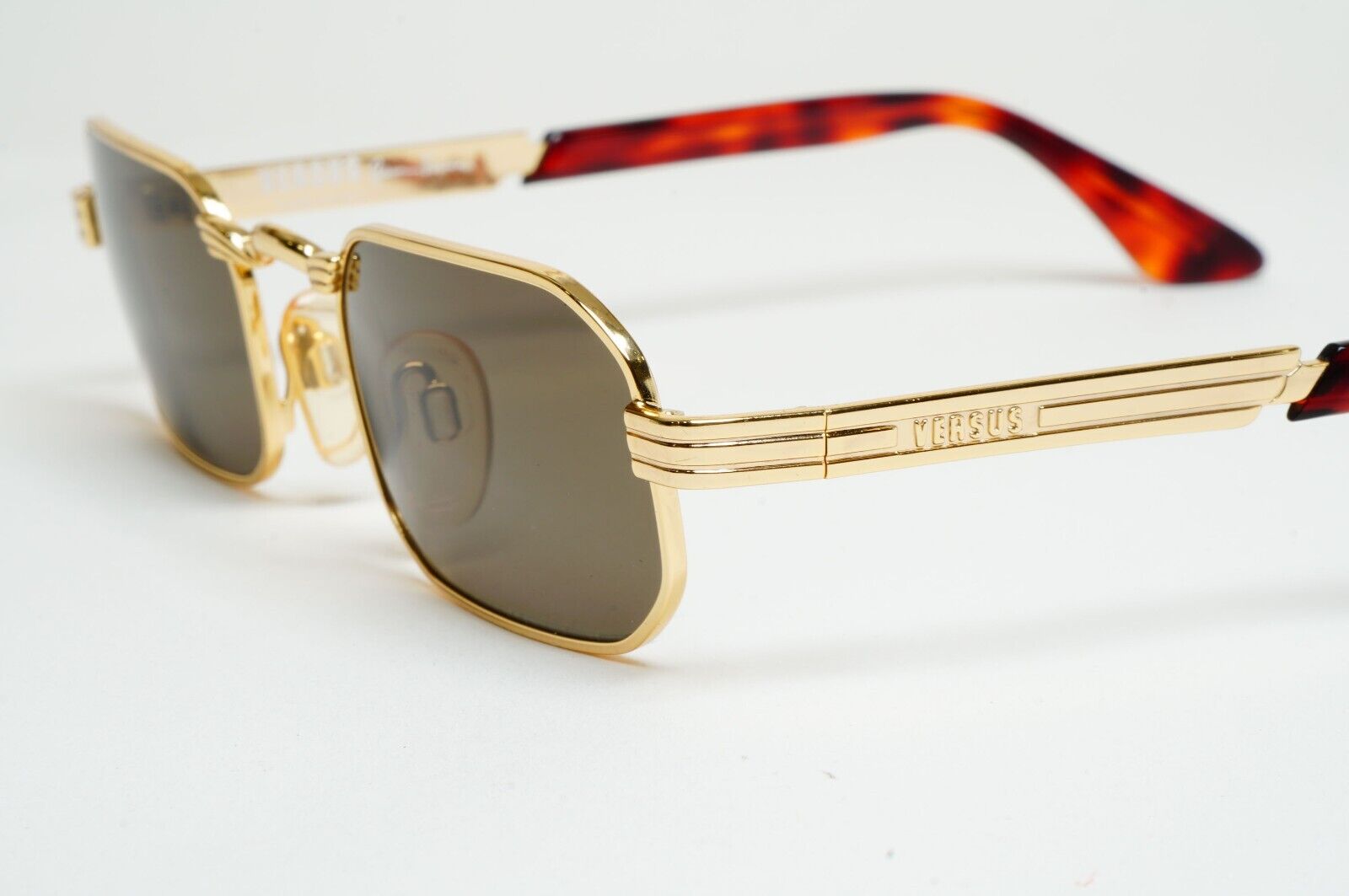Versus Sunglasses 1996 by Gianni Versace Vintage Gold Rectangle MOD F10 COL 030