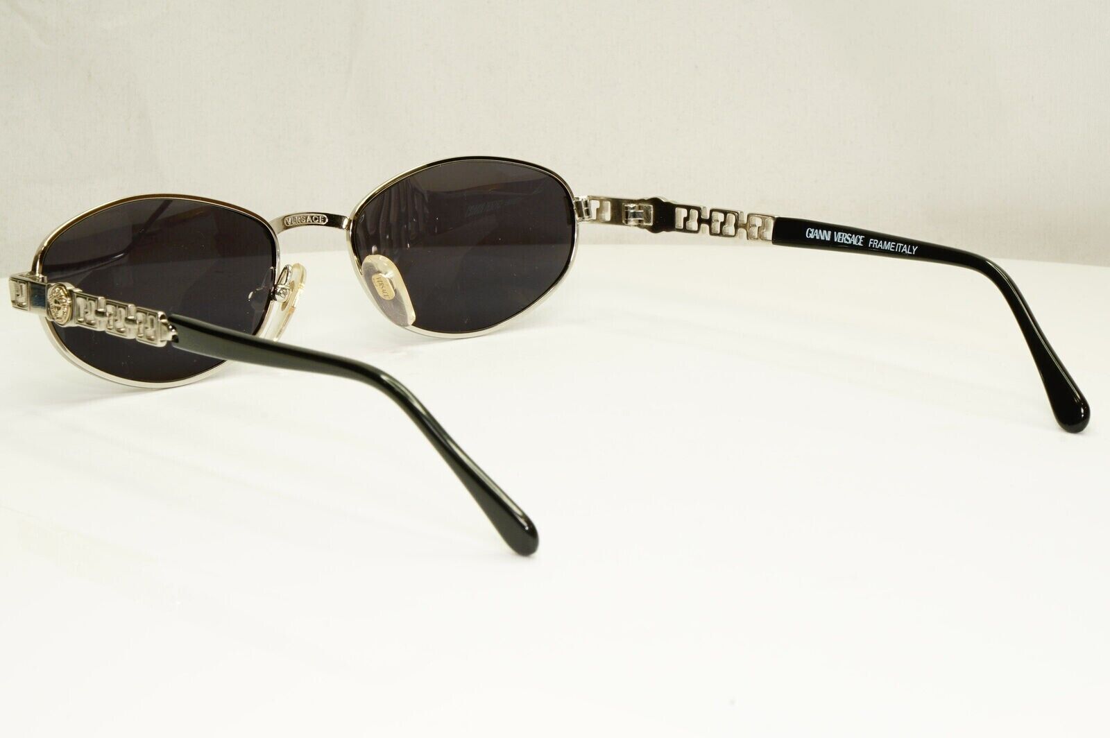 Gianni Versace 1995 Vintage Silver Medusa Retro Black Sunglasses MOD G44 COL 26M