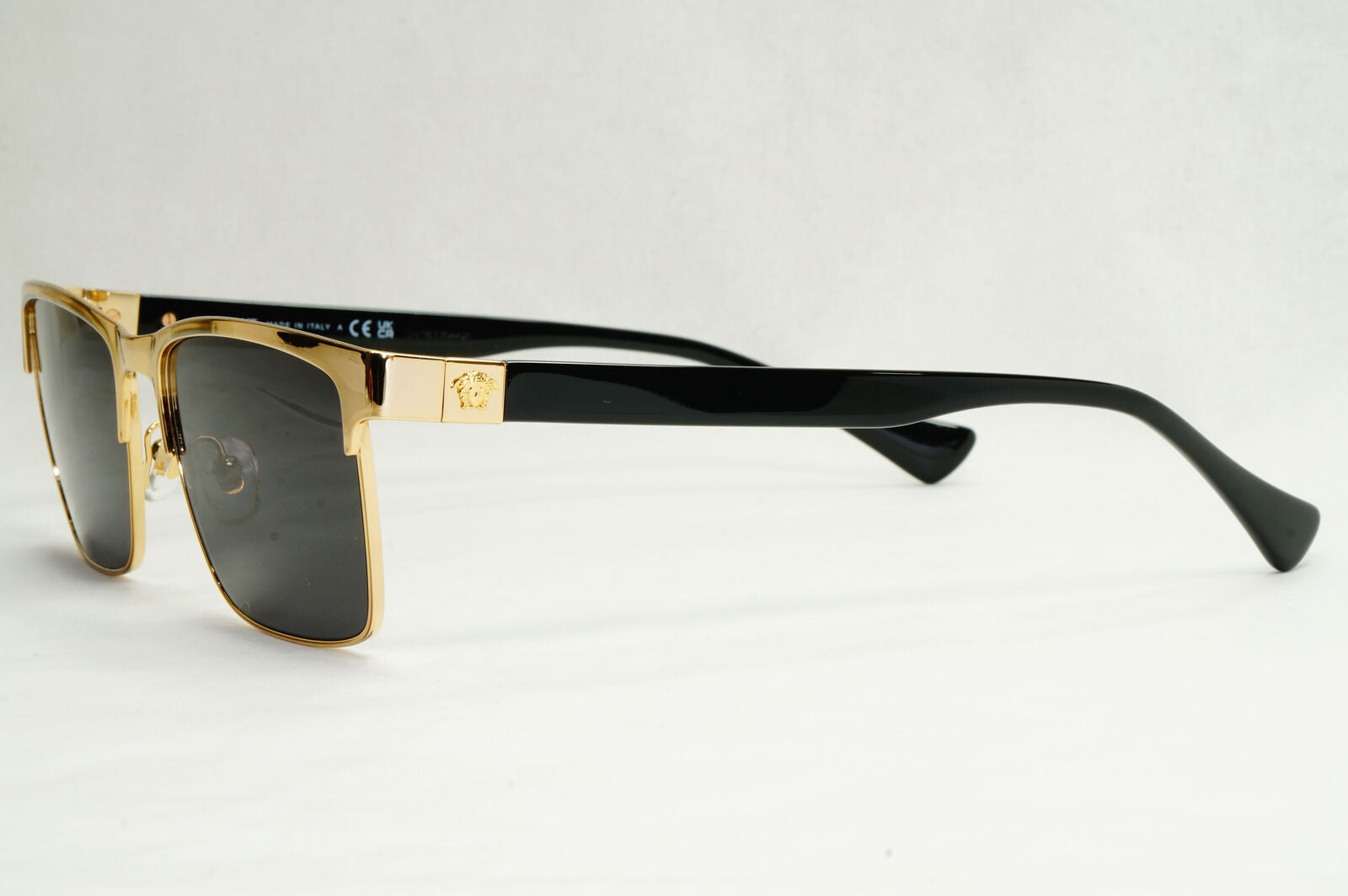 Versace Sunglasses Black Gold Square Metal Glossy MOD VE 1285 1002 56mm [B]