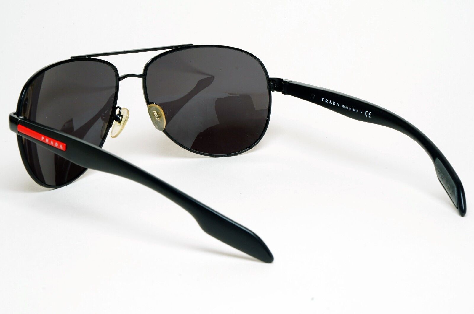 Prada Sunglasses Black Pilot Red Stripe PS53PS SPS 53P 1BO-7W1 62mm 110225