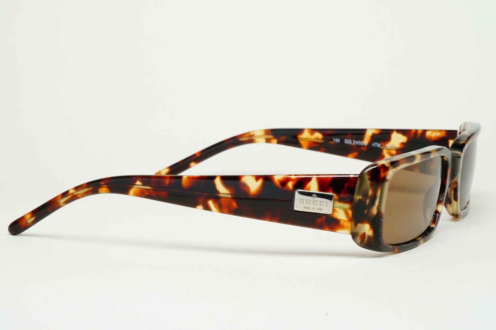 Gucci Sunglasses 1998 Vintage Brown Tortoise Rectangle GG 2450/S 4TM 52mm 120125