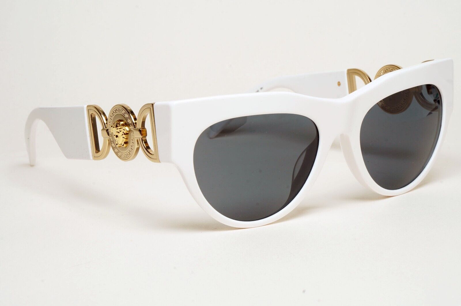 Versace Sunglasses White Gold Medusa Grey Square MOD VE 4440-U 314/87 56mm
