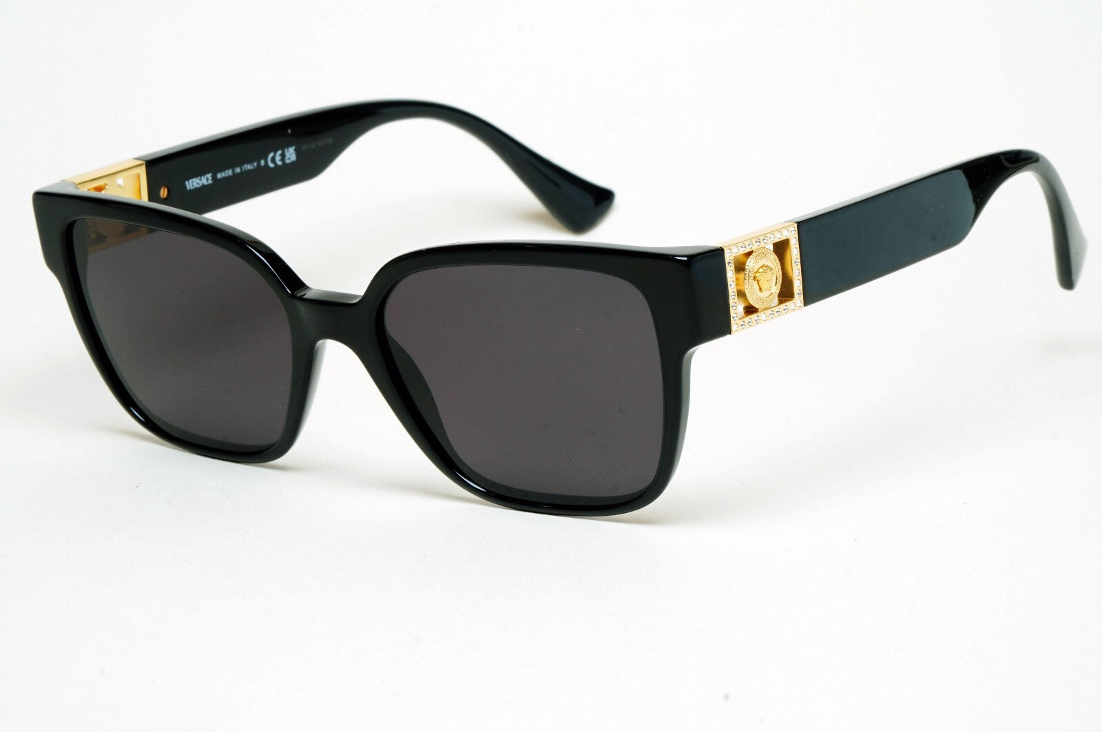 Versace Sunglasses Black Gold Medusa Diamante Square MOD VE 3329-B GB1 52mm