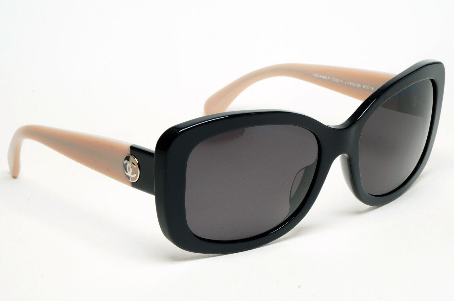 Chanel Sunglasses Black Glossy Square Beige 5322-A c.1333/26 57mm 261124