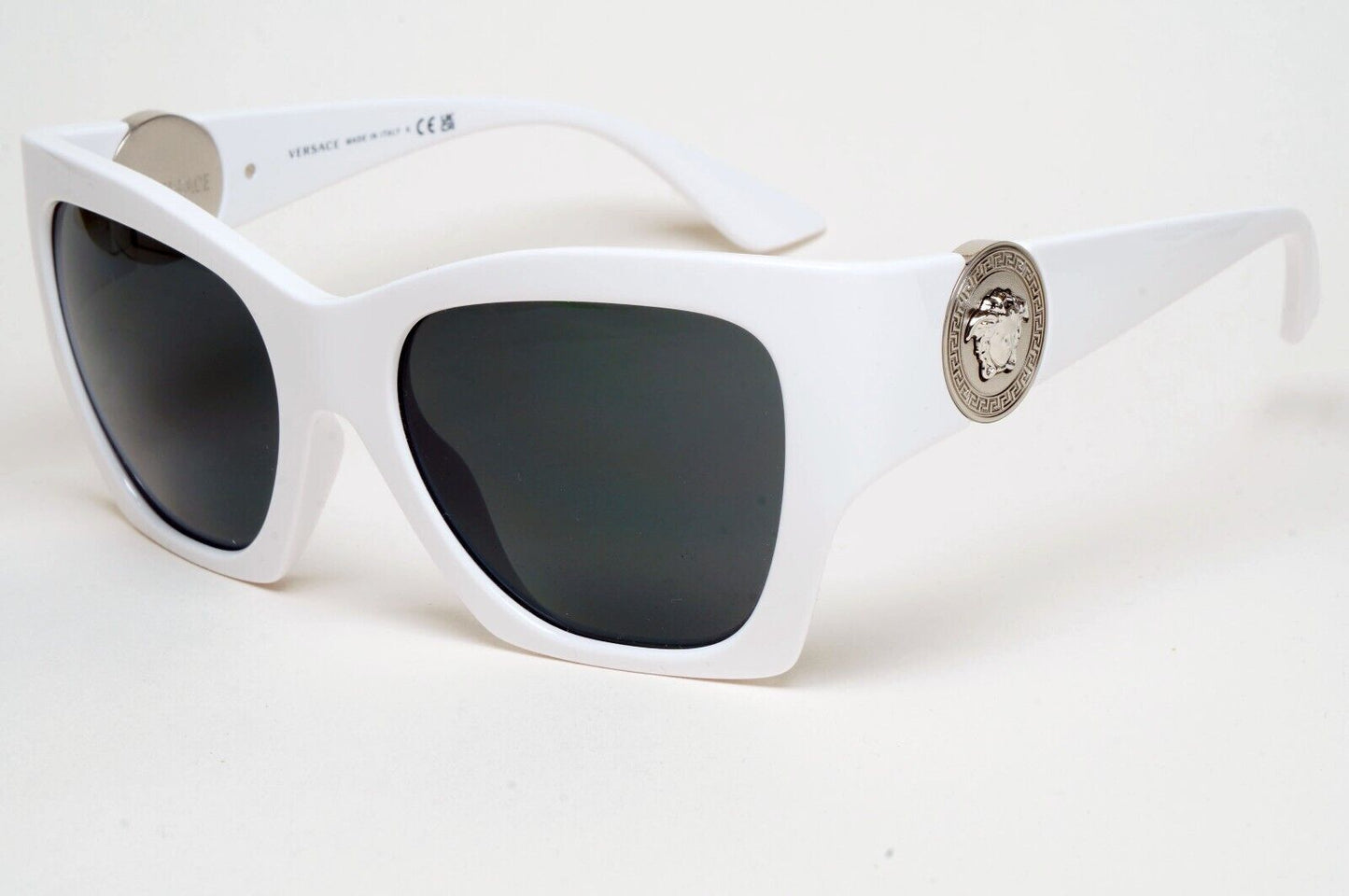 Versace Sunglasses White Silver Medusa Grey Square MOD VE 4452 314/87 54mm