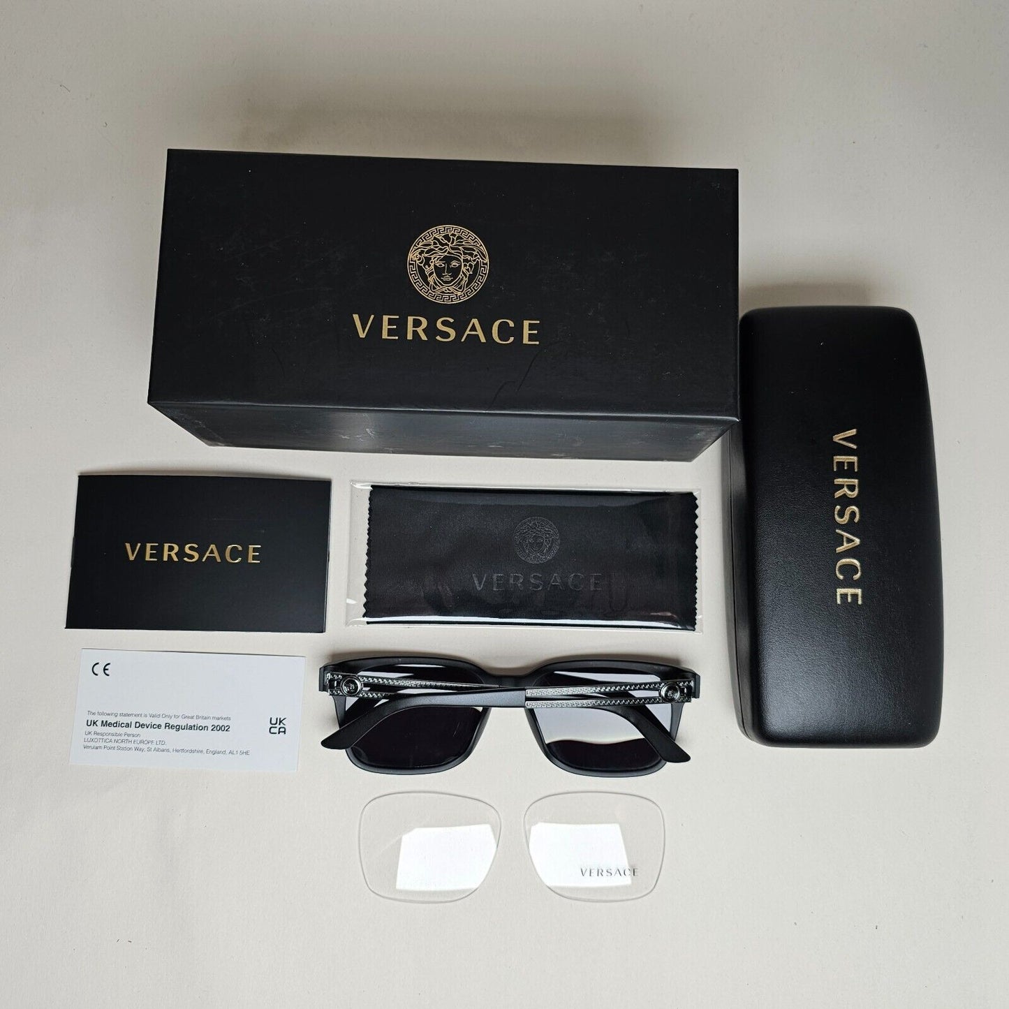 Versace Sunglasses Black Matte Gunmetal Medusa Meander MOD VE 3218 5122 53mm