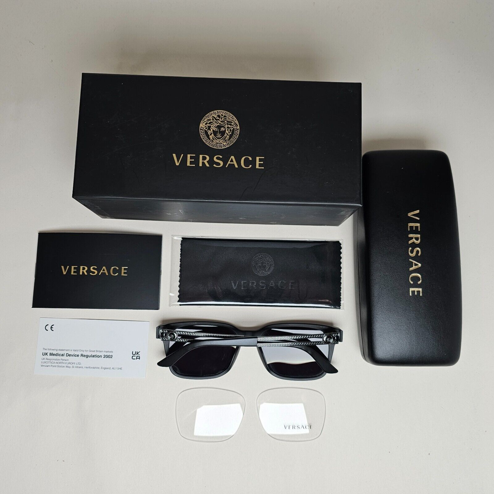 Versace Sunglasses Black Matte Gunmetal Medusa Meander MOD VE 3218 5122 53mm