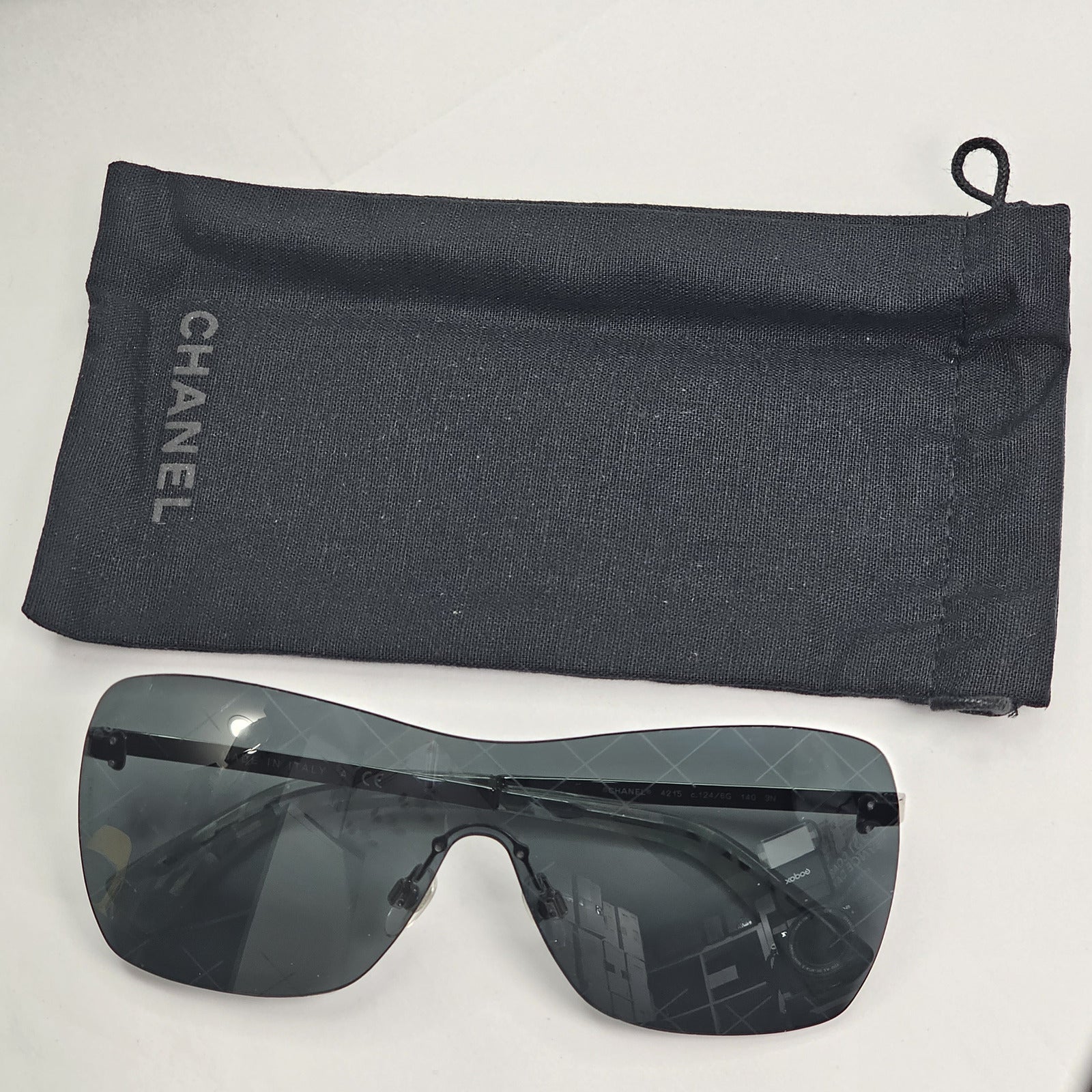Chanel Sunglasses Silver Grey Mirrored Shield Visor 4215 c.124/6G