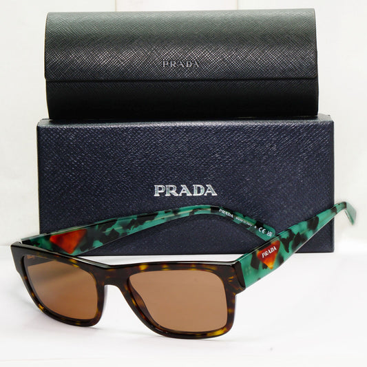 Prada Sunglasses Brown Green Triangle Logo Havana PR15YV VPR 15Y 23B-1O1 54mm