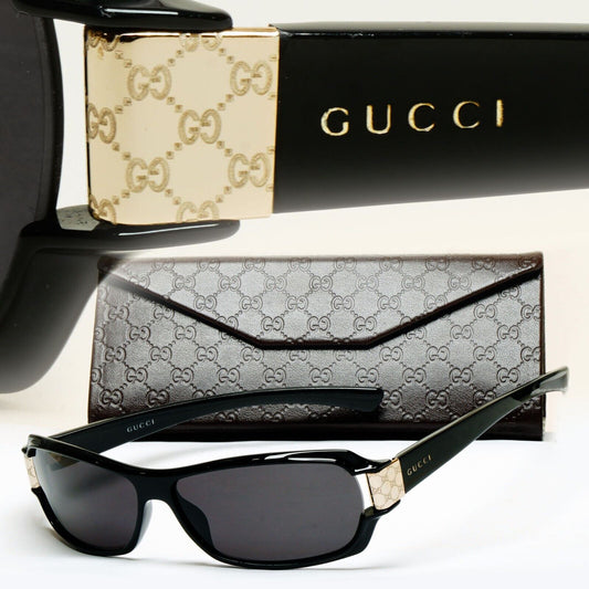 Gucci Sunglasses 1998 Vintage Black Gold Rectangle Unisex GG 2547/S PL4 180125