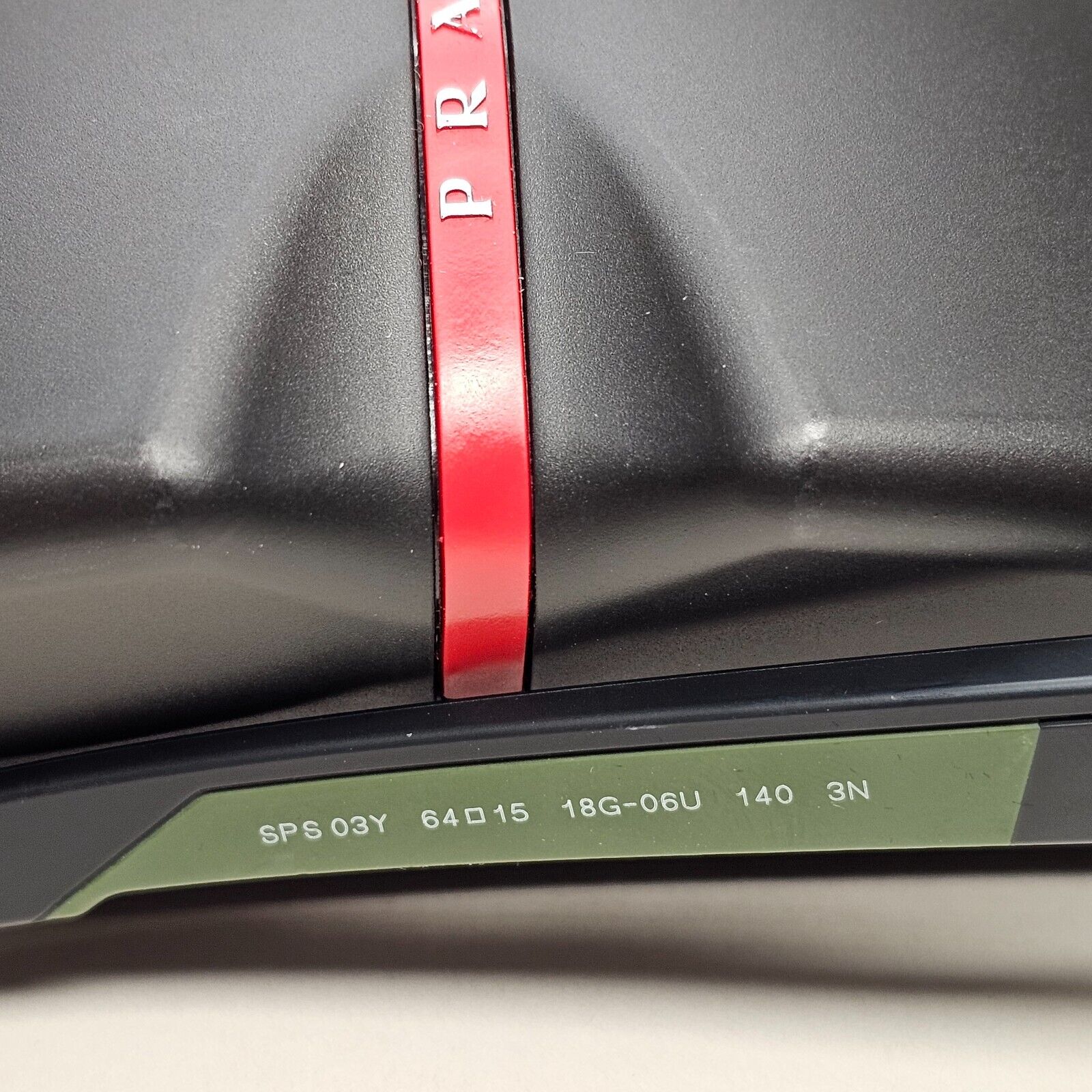 Prada Sunglasses Black Matte Wrap Red Stripe Green Tuning PS03YS SPS 03Y 18G-06U