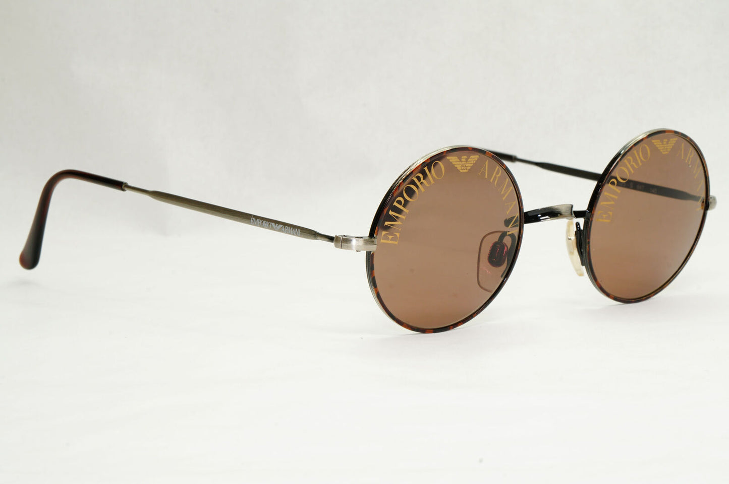 Emporio Armani 1997 Vintage Sunglasses Round Lens Print Brown 025-S 847 130124