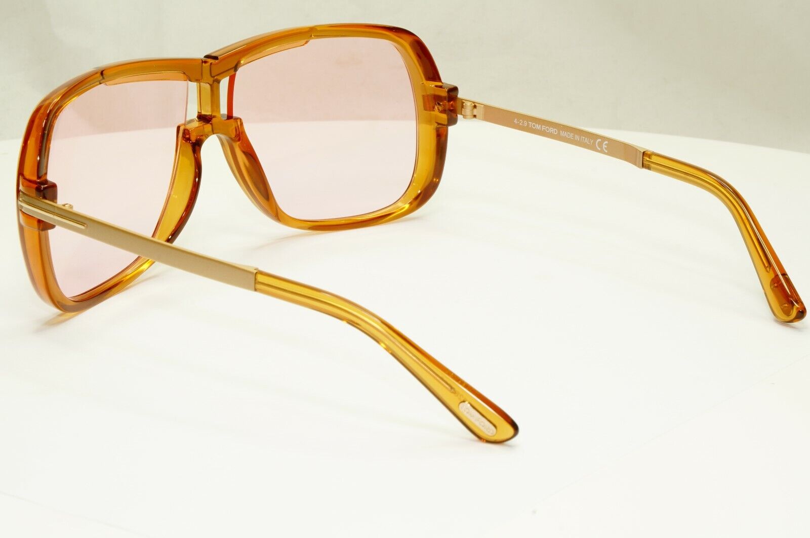 Tom Ford Pink Brown Sunglasses Gold Honey Square Mens Fashion Caine TF 800 45Y