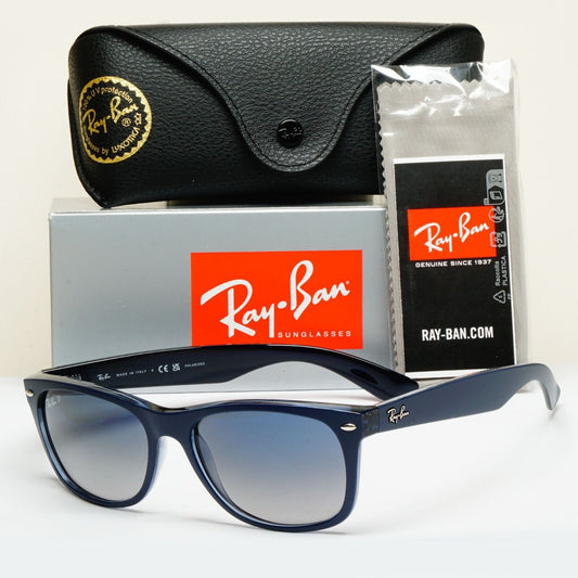 Ray-Ban Sunglasses Polarised New Wayfarer Blue Matte RB 2132 6607/78 58mm