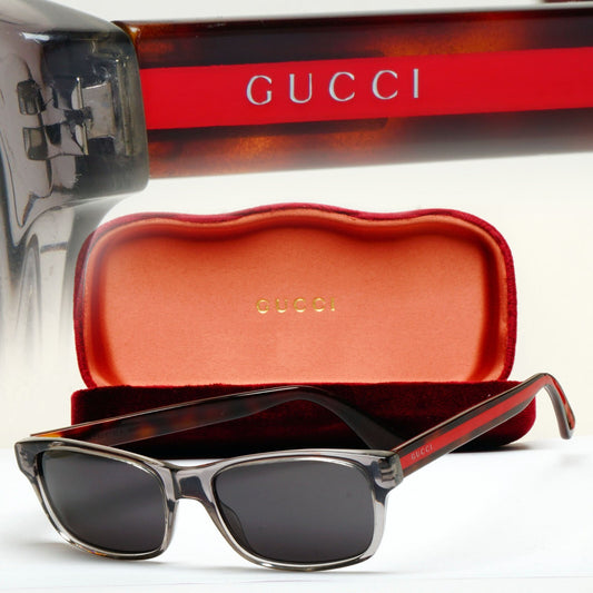 Gucci Sunglasses 2017 Grey Black Brown Red Square GG0006O 008 55mm 100325