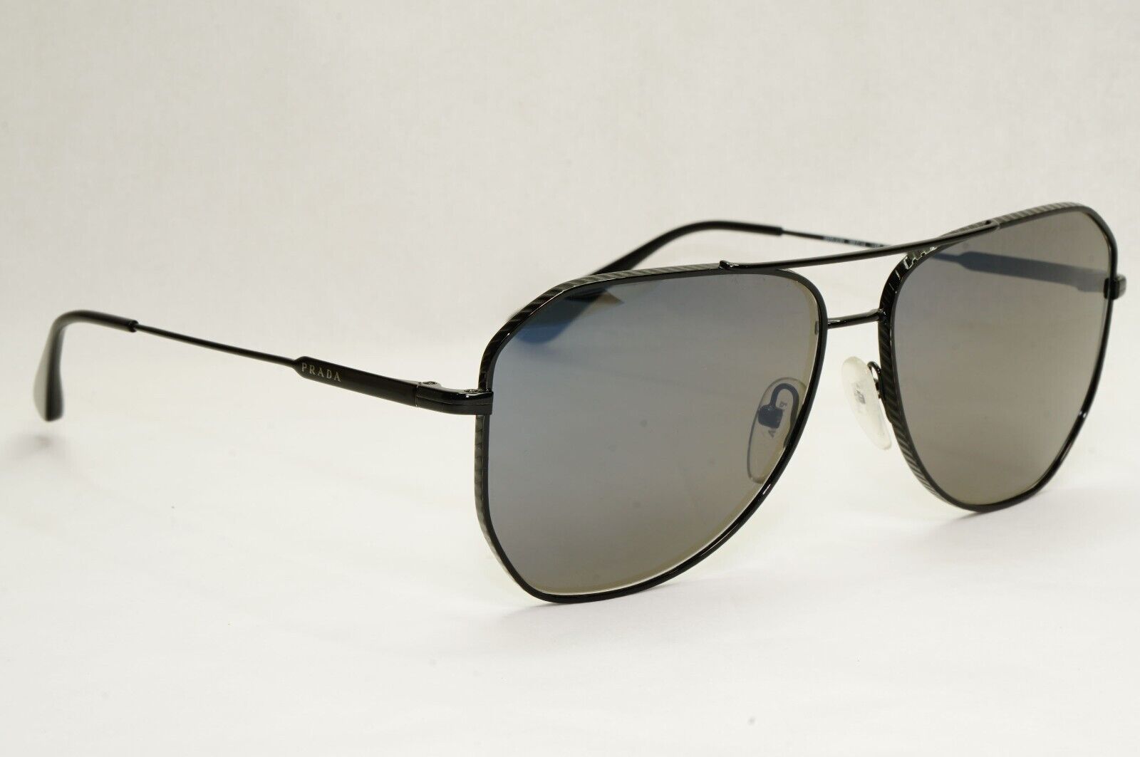 Prada Sunglasses Black Glass Lens Grey Pilot Metal Square PR63XS SPR 63X 1AB-731