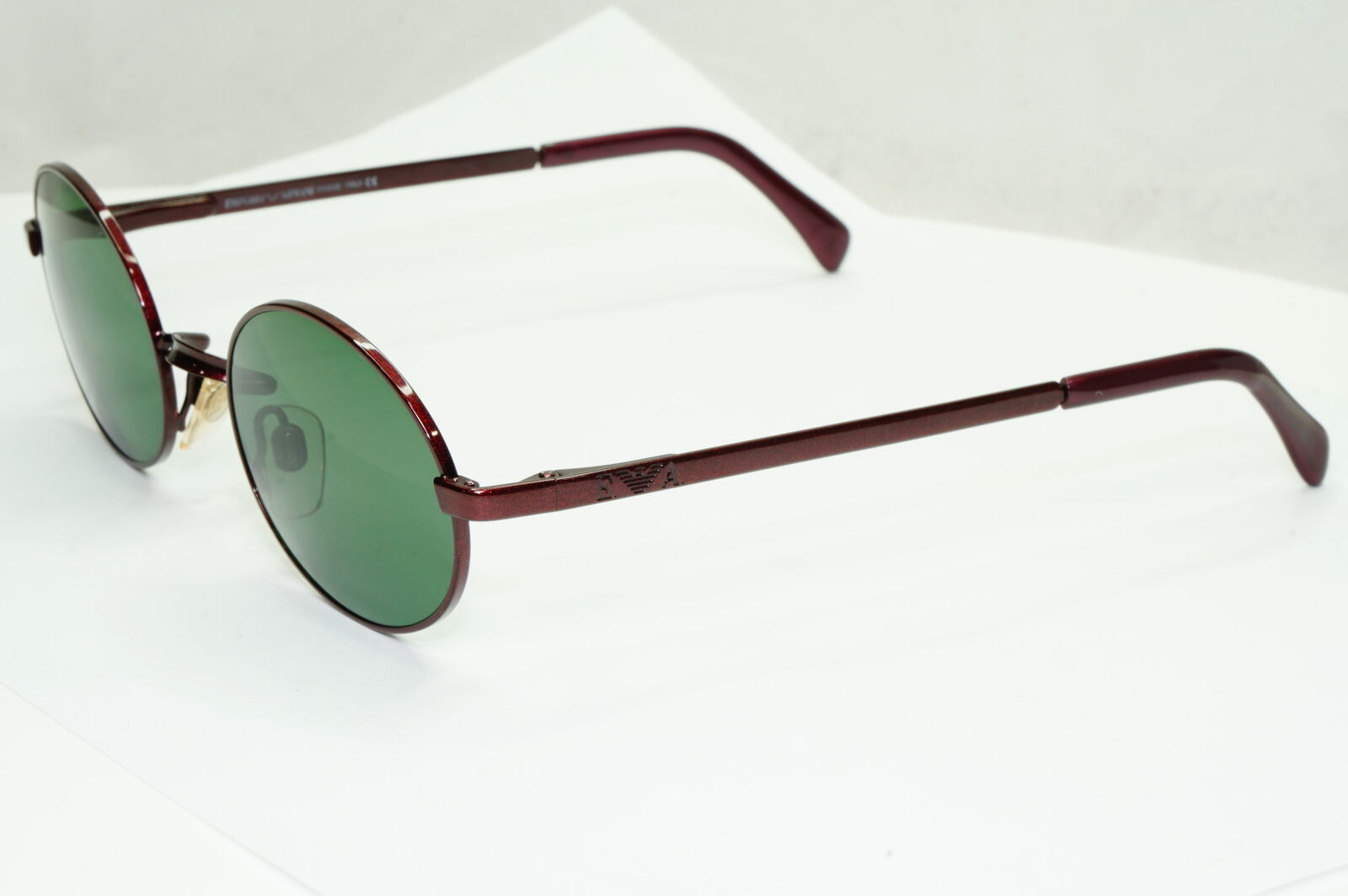 Emporio Armani Sunglasses 1997 Vintage Oval Red Burgundy Metallic 076-S 1073