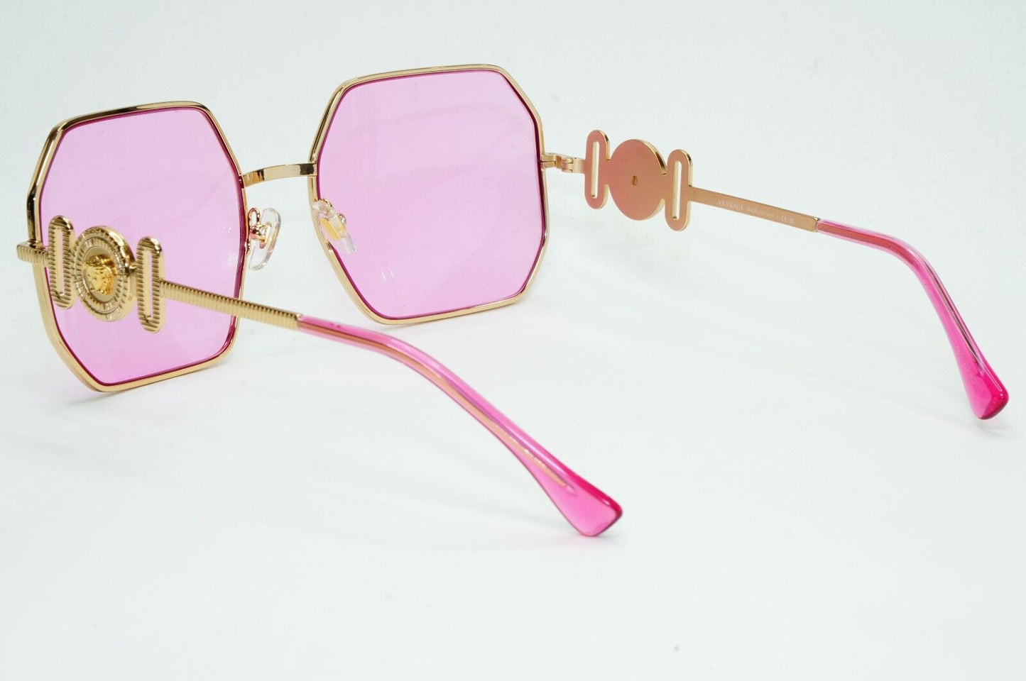 Versace Sunglasses Gold Fuchsia Pink Medusa Octagon Square MOD 2248 1002/5 58mm