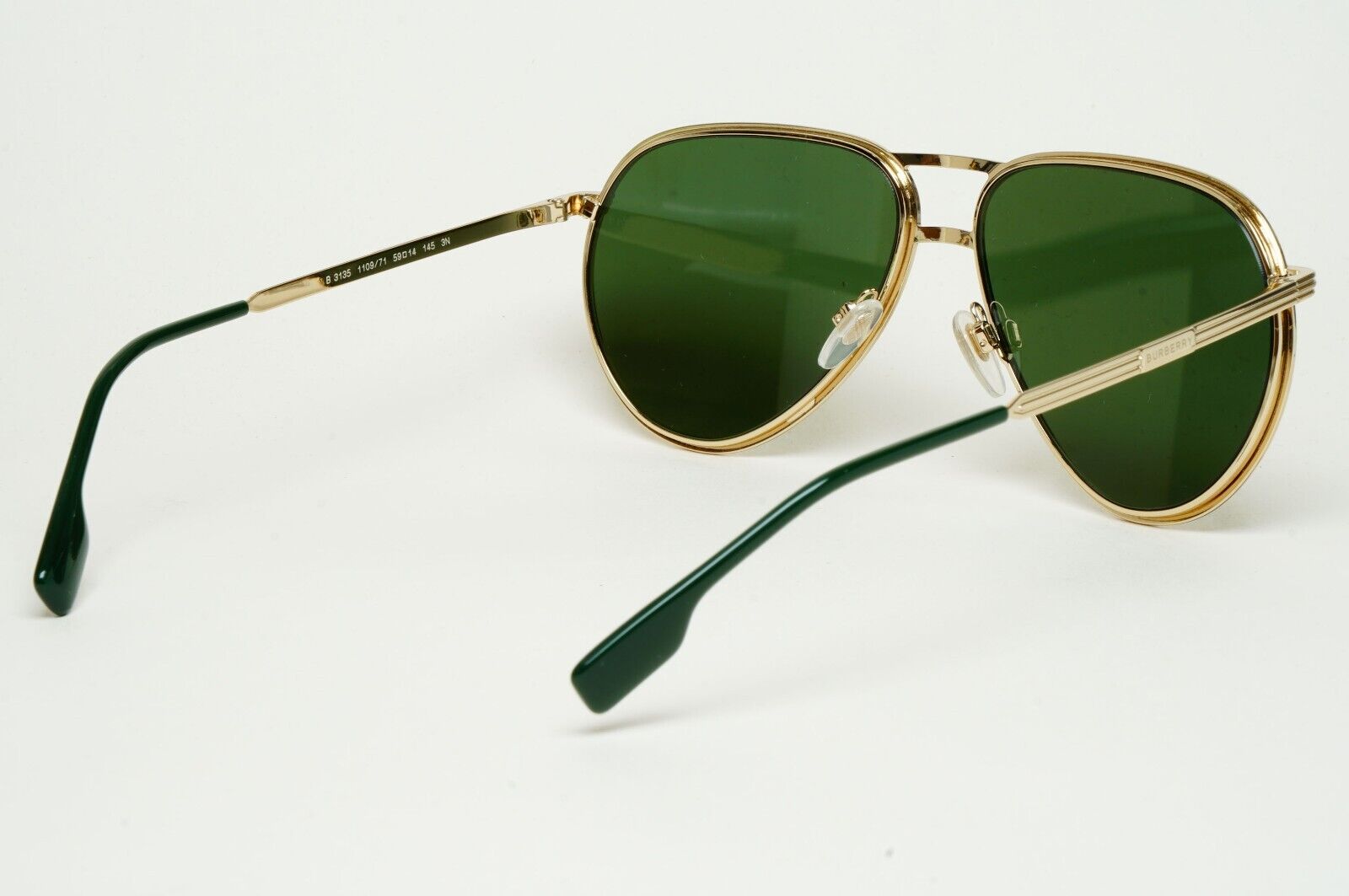 Burberry Sunglasses Scott Light Gold Green Metal Pilot BE 3135 1109/71 59mm