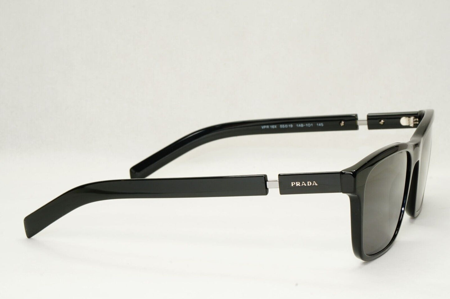 Prada Sunglasses Black Square Glossy Fashion PR16XV VPR 16X 1AB-1O1 55mm