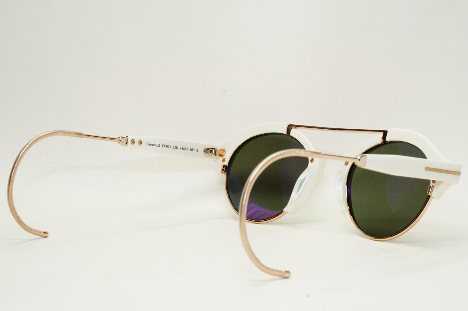 Tom Ford Sunglasses Farrah-02 Ear Loop White Green Gold FT0631 TF 631 25N 49mm