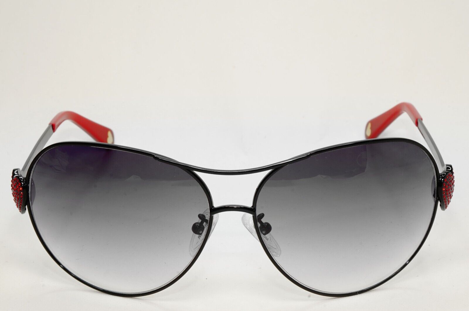 Moschino Sunglasses 2005 Vintage Black Grey Pilot Red Heart MO578 01 101124