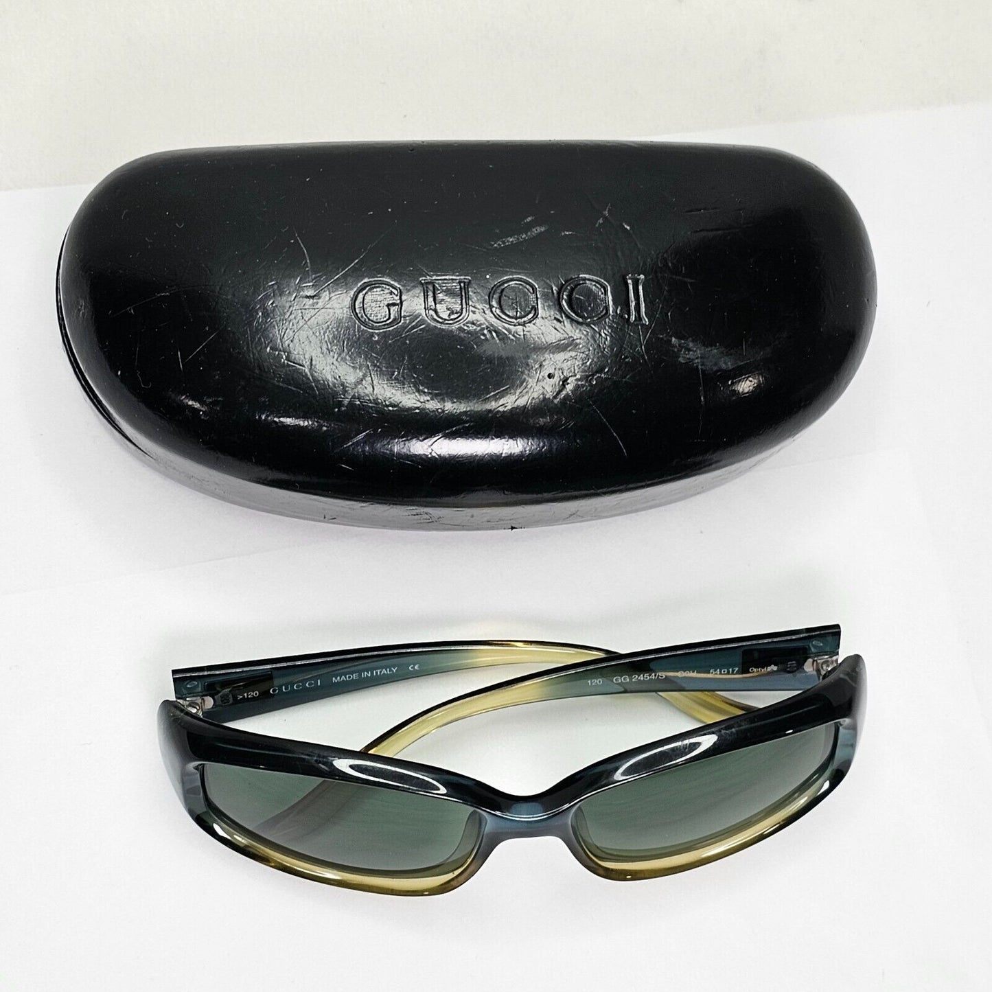 Gucci Sunglasses 1999 Vintage Green Transparent Rectangle GG 2454/S G9H 111223