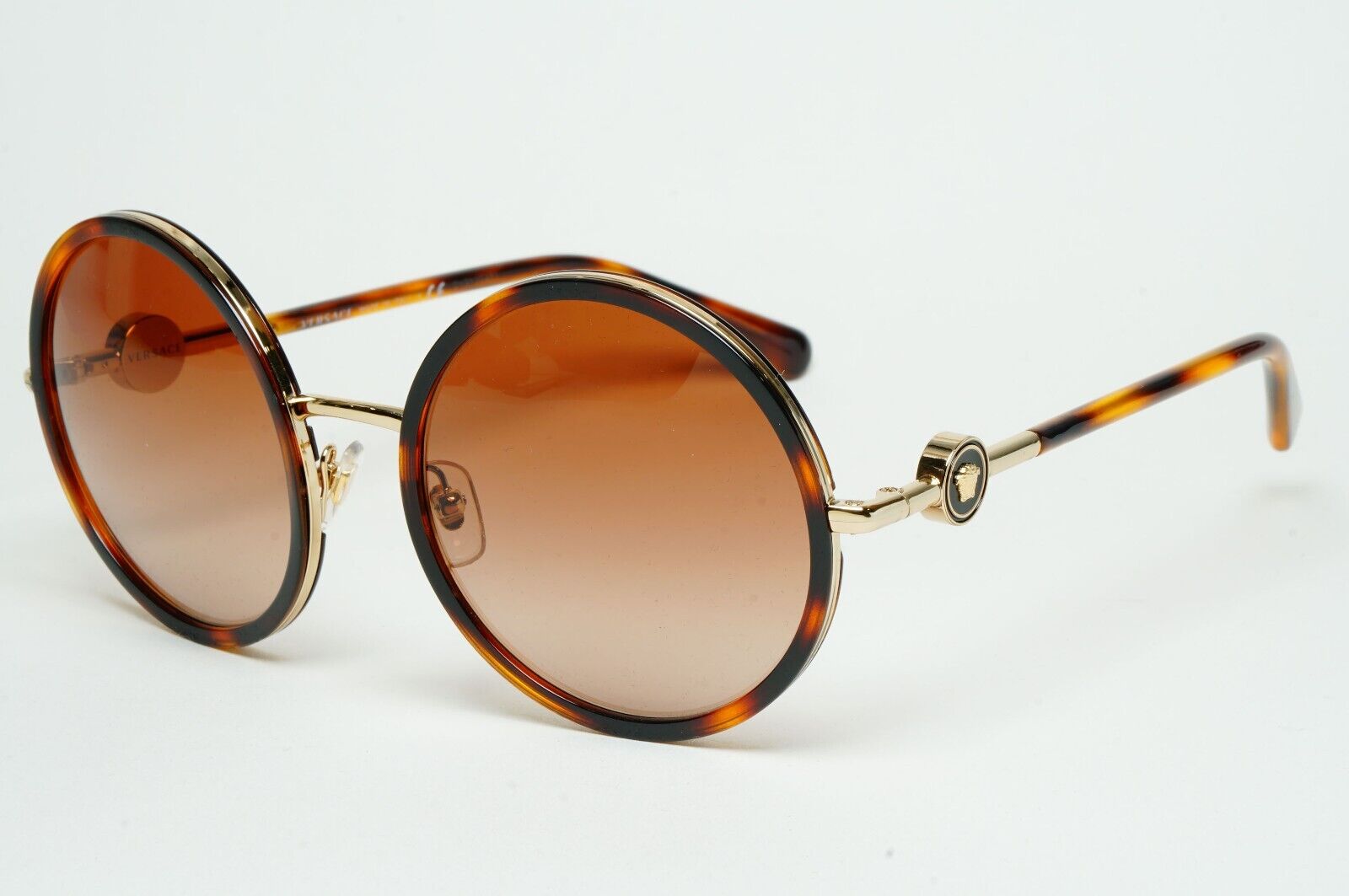 Versace Sunglasses Round Brown Gold Medusa Tortoise MOD VE 2229 1002/13 56mm