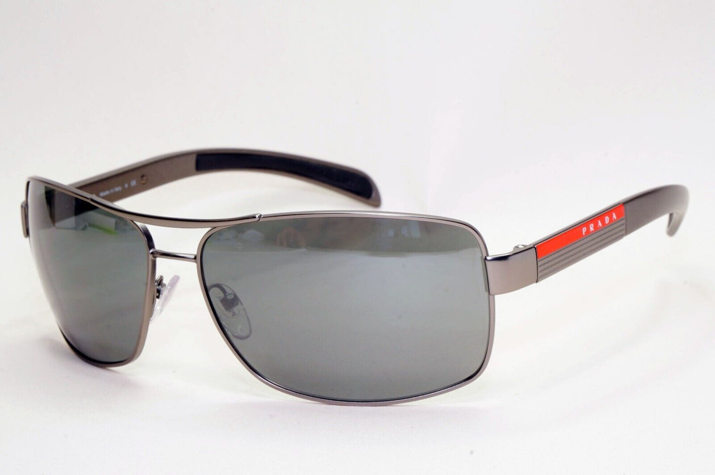 Prada Sunglasses Silver Grey Mirror Navigator Wrap PS54IS SPS 54I 7CQ-7W1 260724