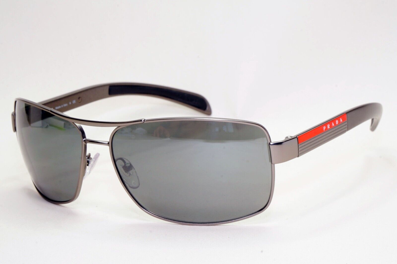 Prada Sunglasses Silver Grey Mirror Navigator Wrap PS54IS SPS 54I 7CQ-7W1 260724
