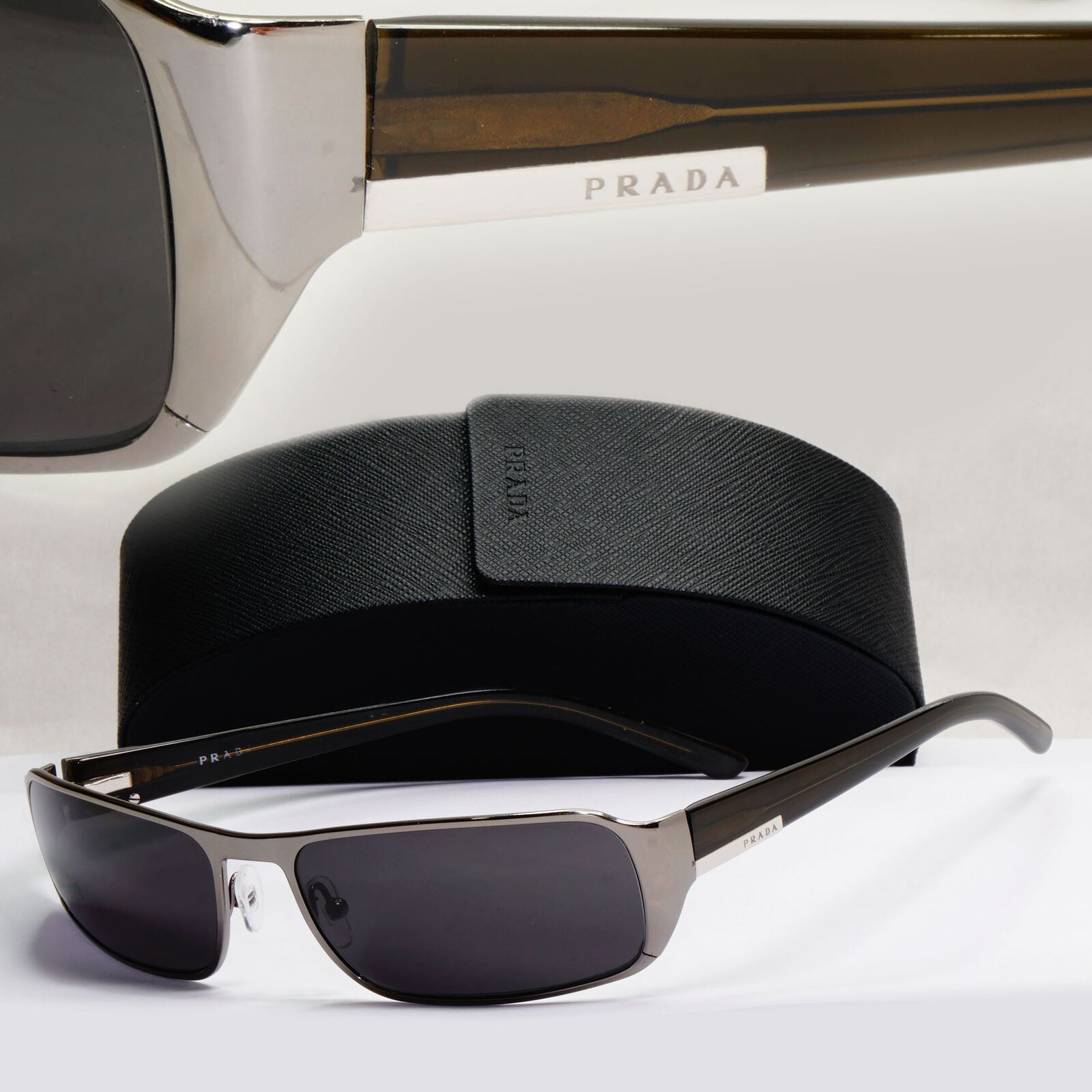 Prada Sunglasses 2006 Vintage Gunmetal Brown Olive PR52FS SPR 52F 5AV-4M1 060324