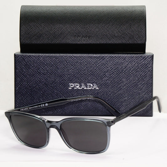 Prada Sunglasses Grey Light Blue Black Square PR13XV VPR 13X 01G-1O1 55mm