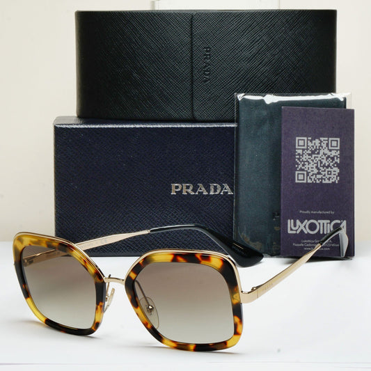 Prada Sunglasses Gold Brown Tortoise Grey Square PR57US SPR 57U 7S0-5O2