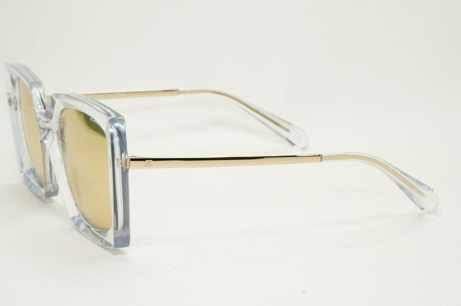Chanel Sunglasses Gold Mirror Transparent Square 6051 c.660/T6 53mm [a]