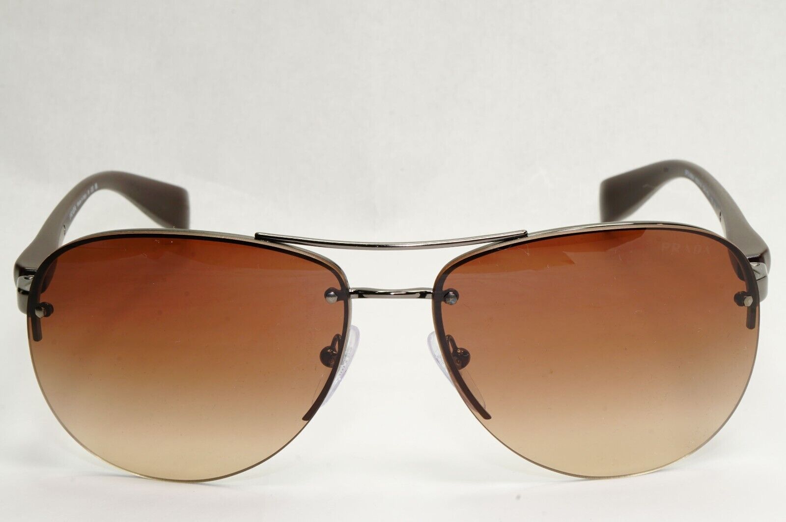 Prada Sunglasses Brown Gradient Pilot Rimless PS56MS SPS 56M 5AV-6S1 62mm