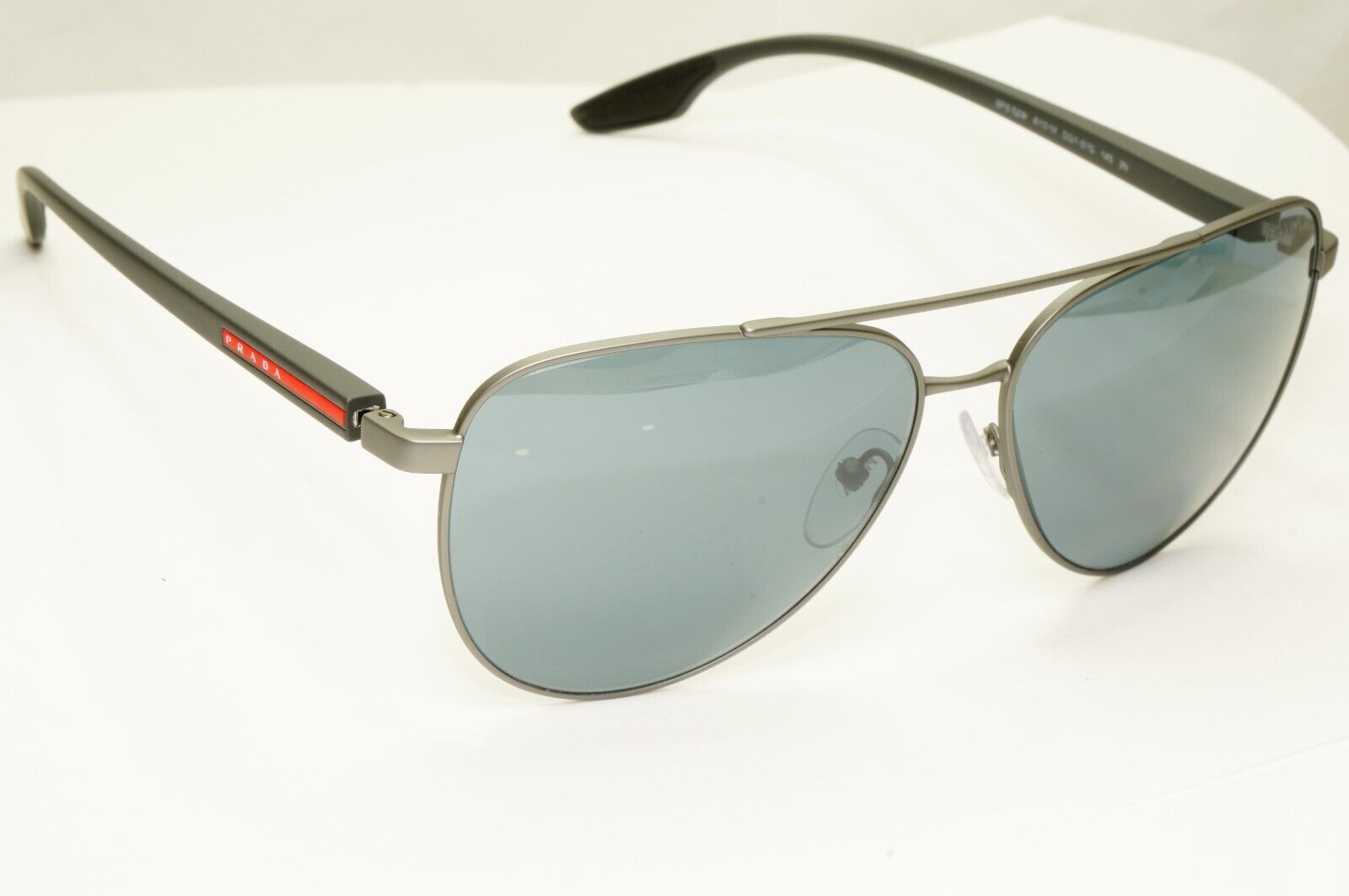 Prada Grey Mirror Sunglasses Pilot Gunmetal Silver Mens SPS 52W PS52WS DG1-07G