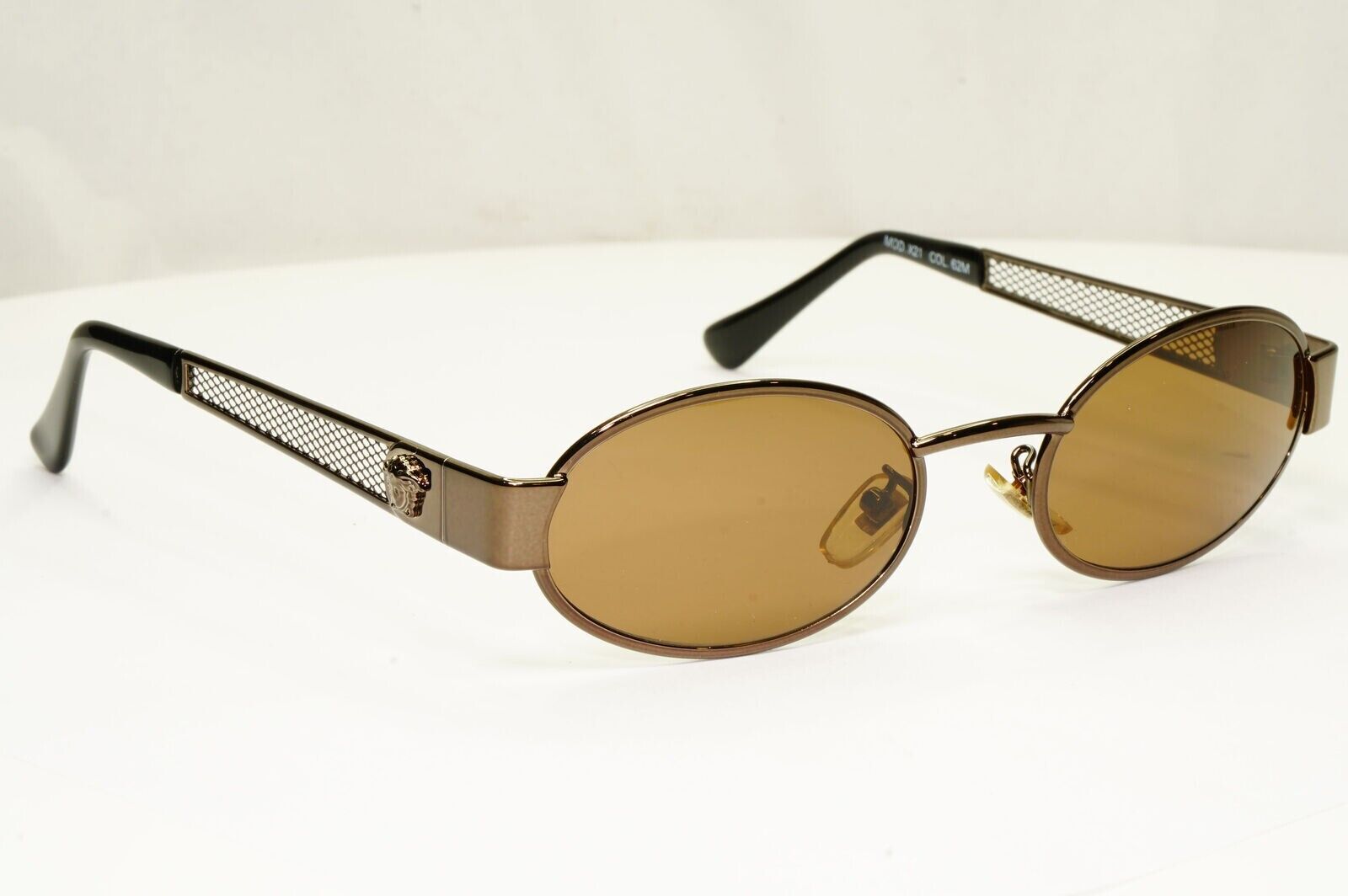 Gianni Versace 1996 Vintage Metal Mesh Brown Medusa Sunglasses MOD X21 COL 62M