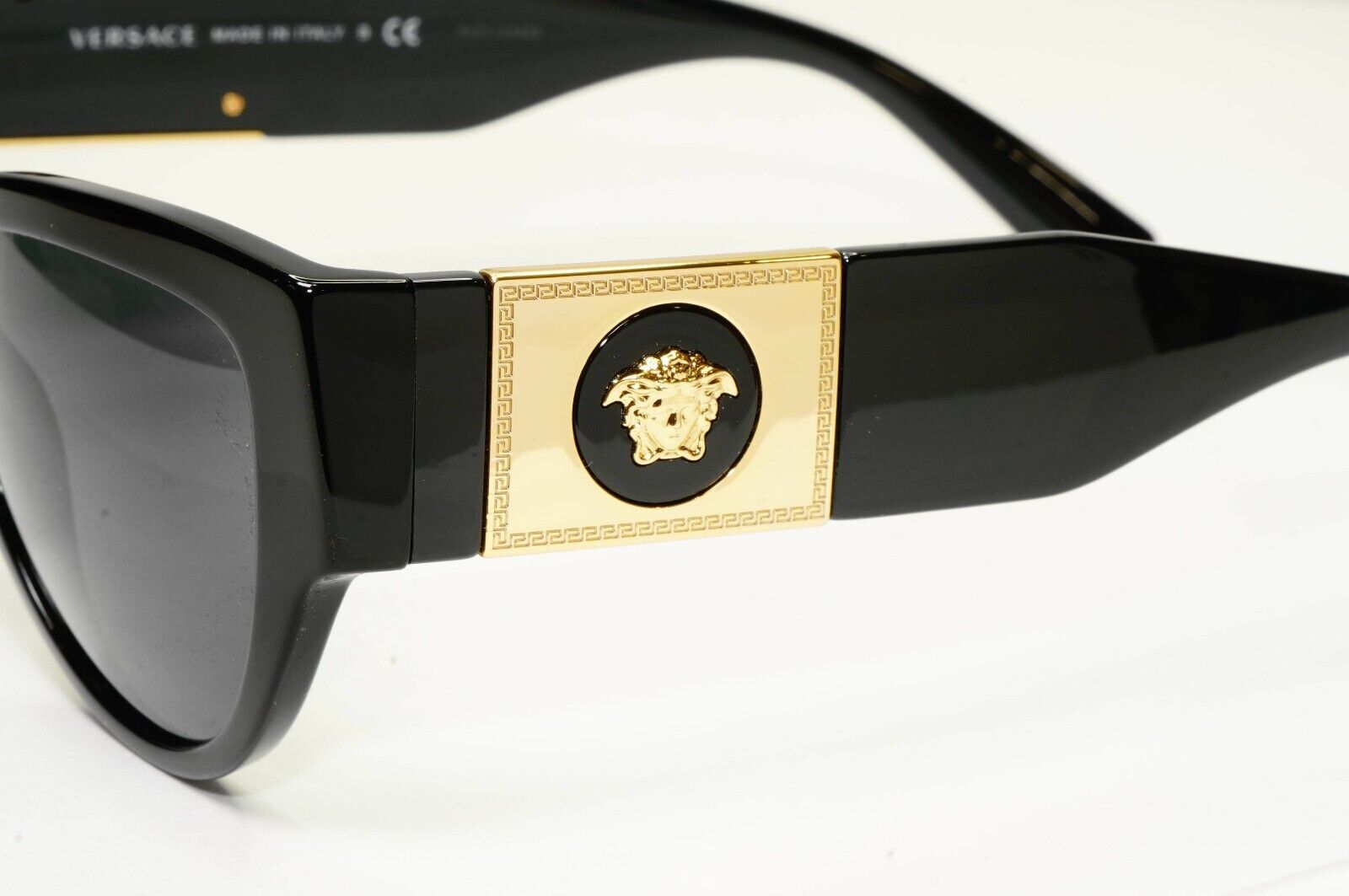 Versace Sunglasses Black Gold Medusa Glossy Square MOD VE4398 GB1/87