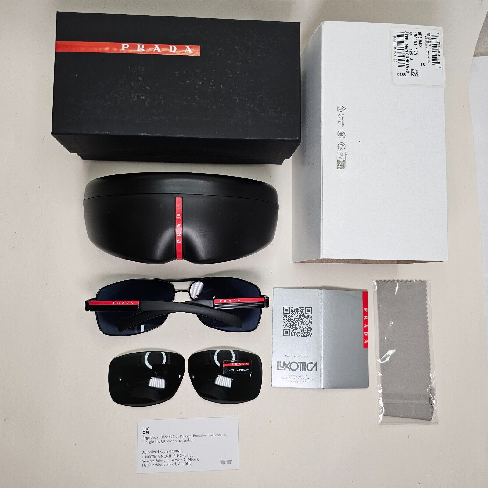 Prada Sunglasses Black Matte Blue Wrap Navigator PS54IS SPS 54I 1BO-1A1 210924