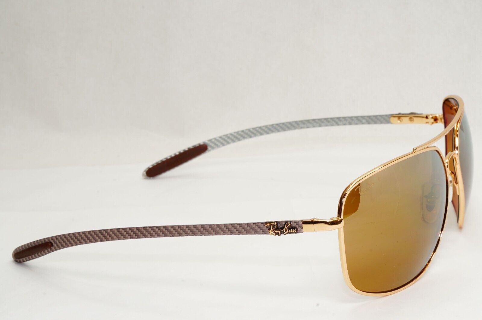 Ray-Ban Sunglasses Carbon Fibre Gold Chromance Polarized Brown RB 8332 CH 001/A3
