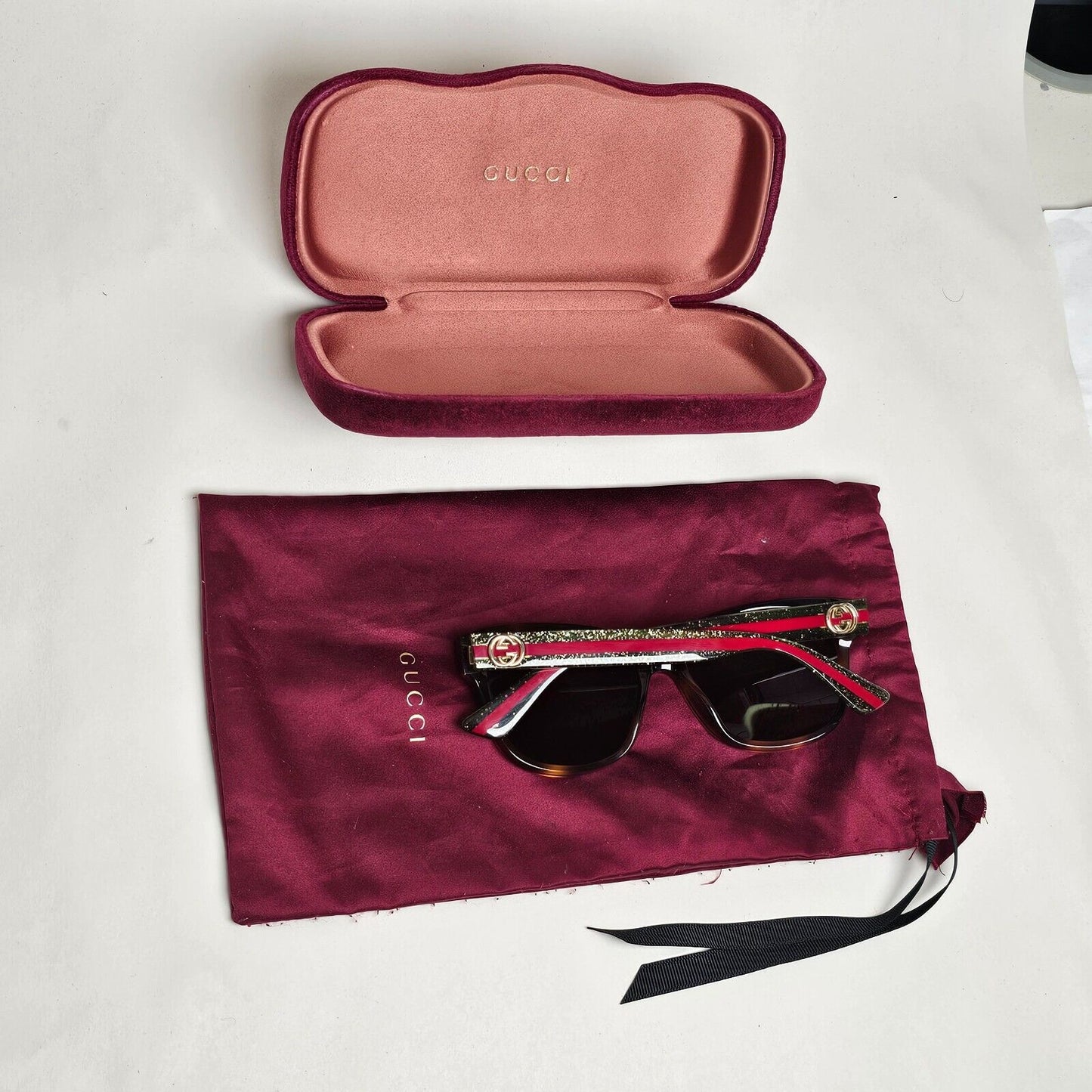 Gucci Sunglasses 2017 Brown Green Square Red Stripe GG0038O 002 54mm 100225
