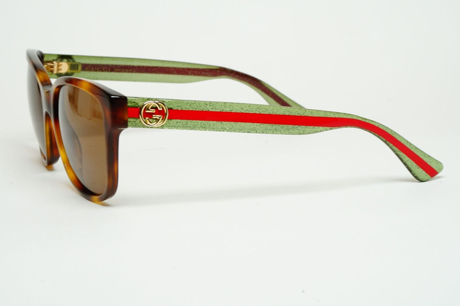 Gucci Sunglasses 2017 Brown Green Square Red Stripe GG0038O 002 54mm 100225