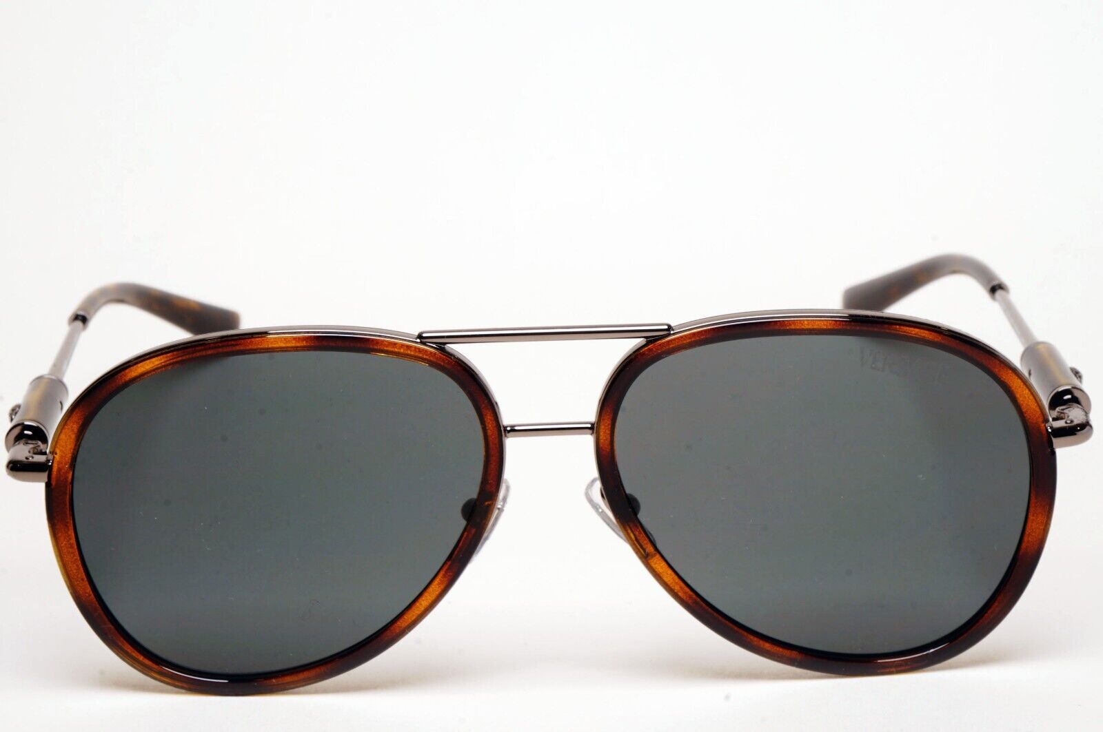 Versace Sunglasses Oversized Pilot Brown Havana Gunmetal MOD VE 2260 1001/87