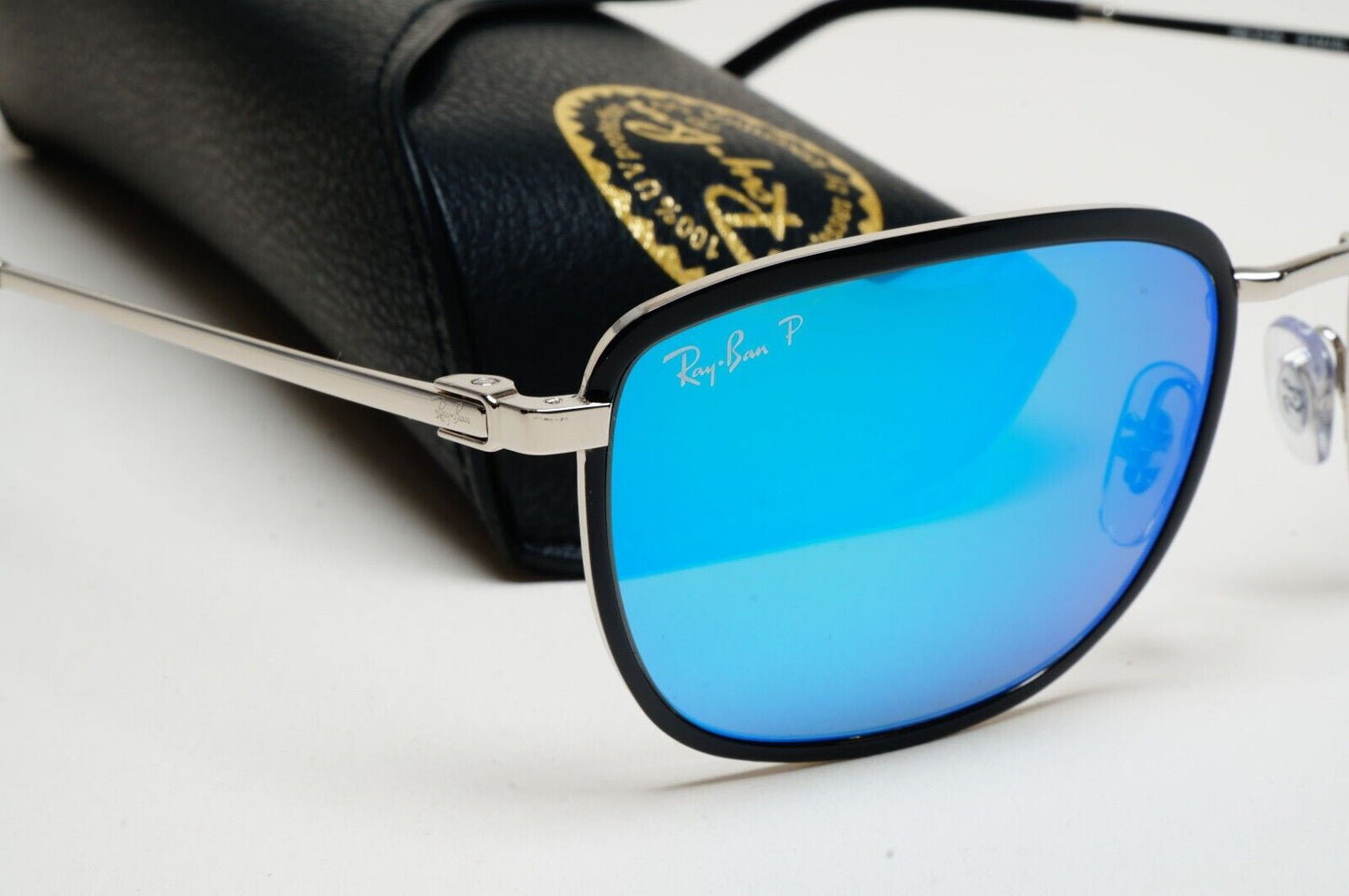 Ray-Ban Sunglasses Chromance Blue Mirror Polarized Black RB 3705 9144/4L 57mm