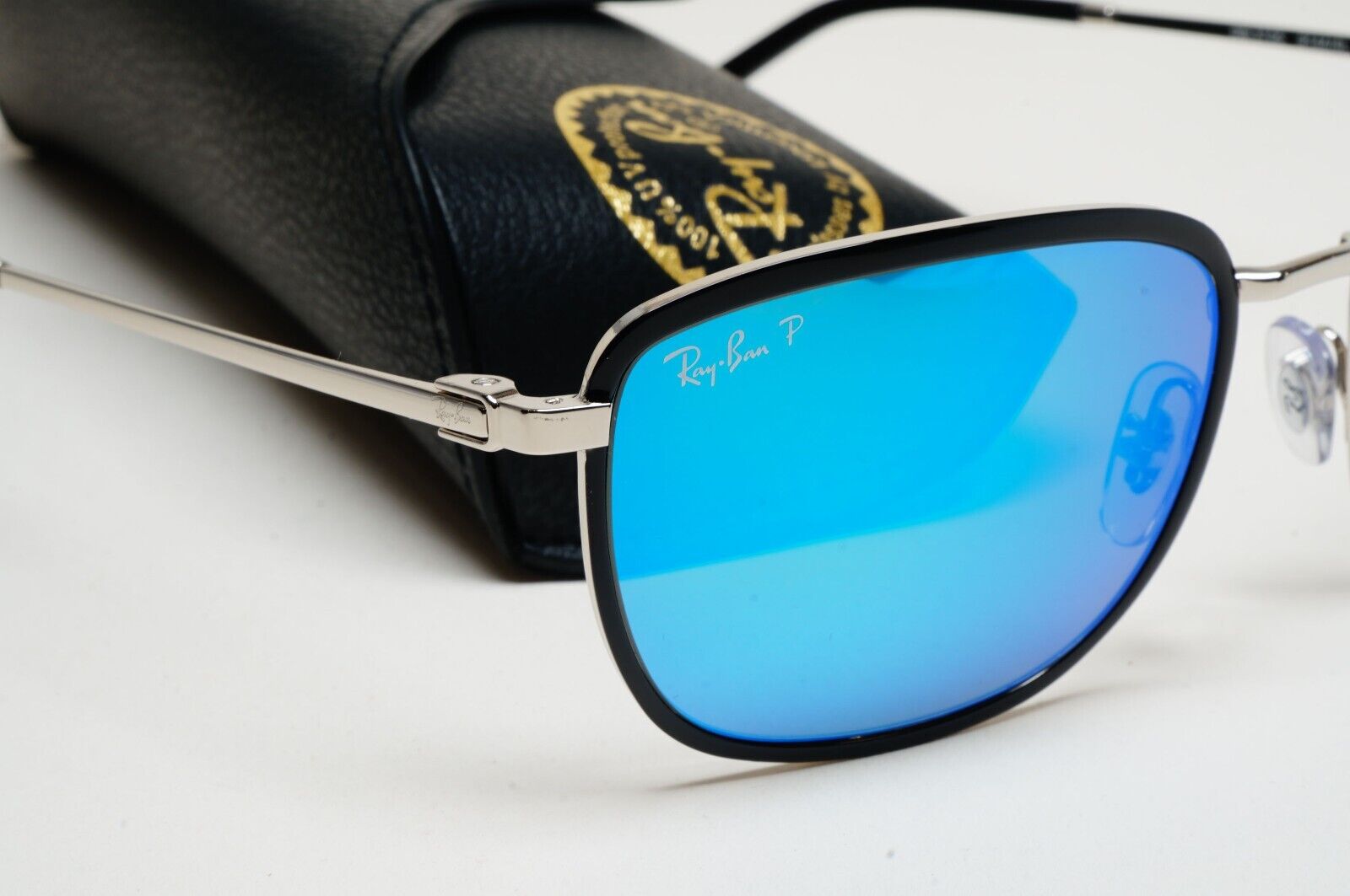 Ray-Ban Sunglasses Chromance Blue Mirror Polarized Black RB 3705 9144/4L 57mm