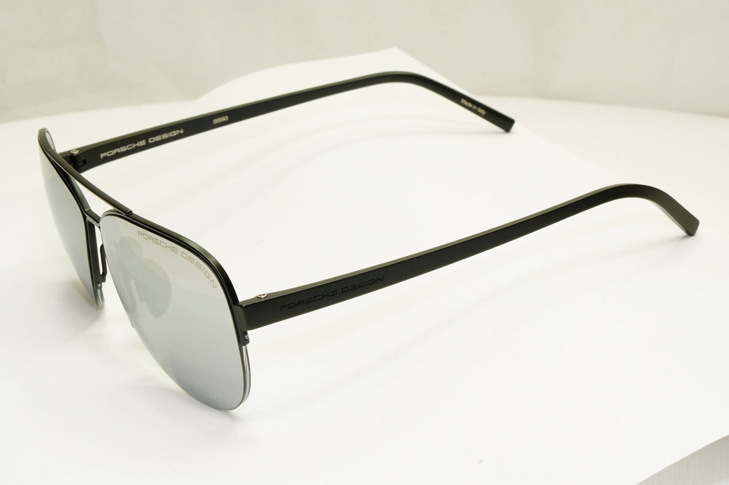 Porsche Design Silver Sunglasses Mirror Black Matte Fashion Pilot Mens P8676 A