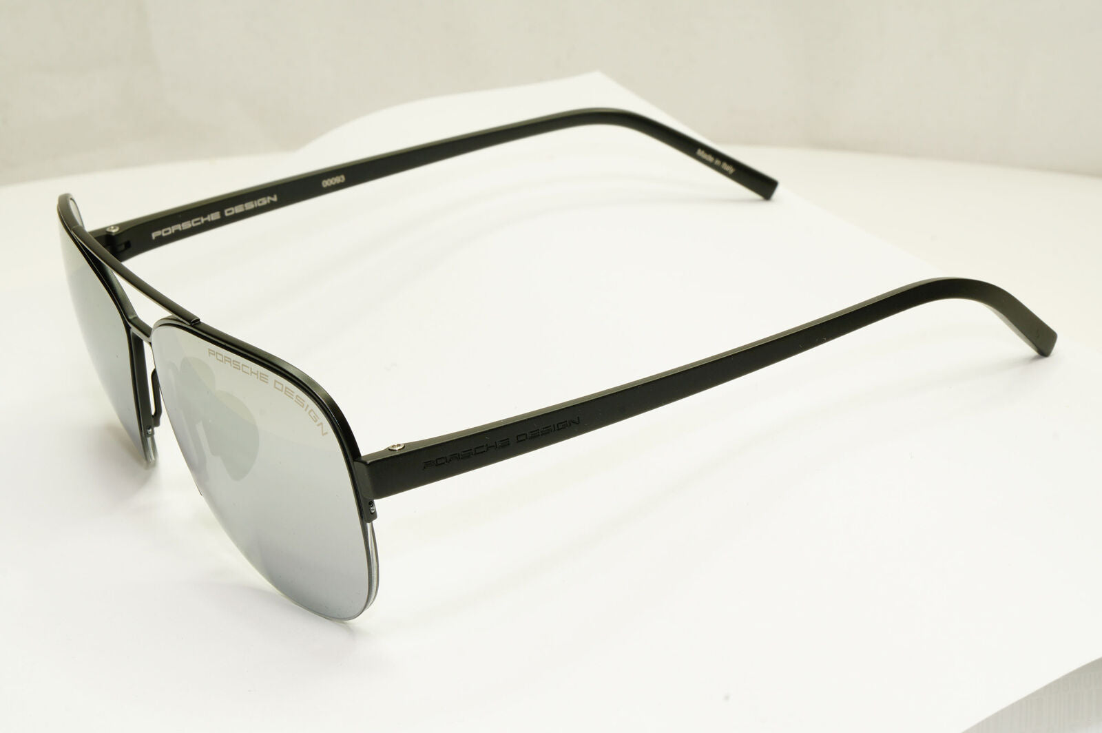 Porsche Design Silver Sunglasses Mirror Black Matte Fashion Pilot Mens P8676 A
