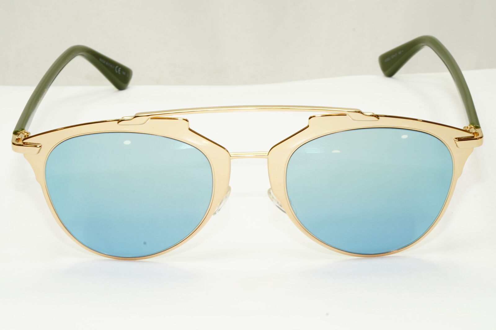 Authentic Dior Womens Gold Blue Mirror Designer Sunglasses Reflected XX83J