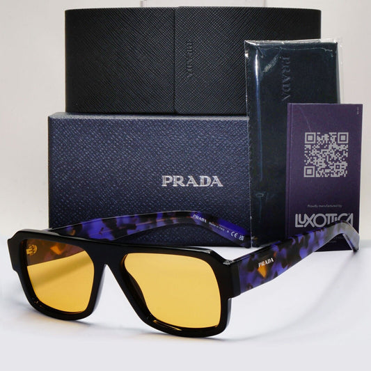 Prada Sunglasses Symbole Square Black Yellow Violet Marble PR22YS SPR 22Y 1AB0B7